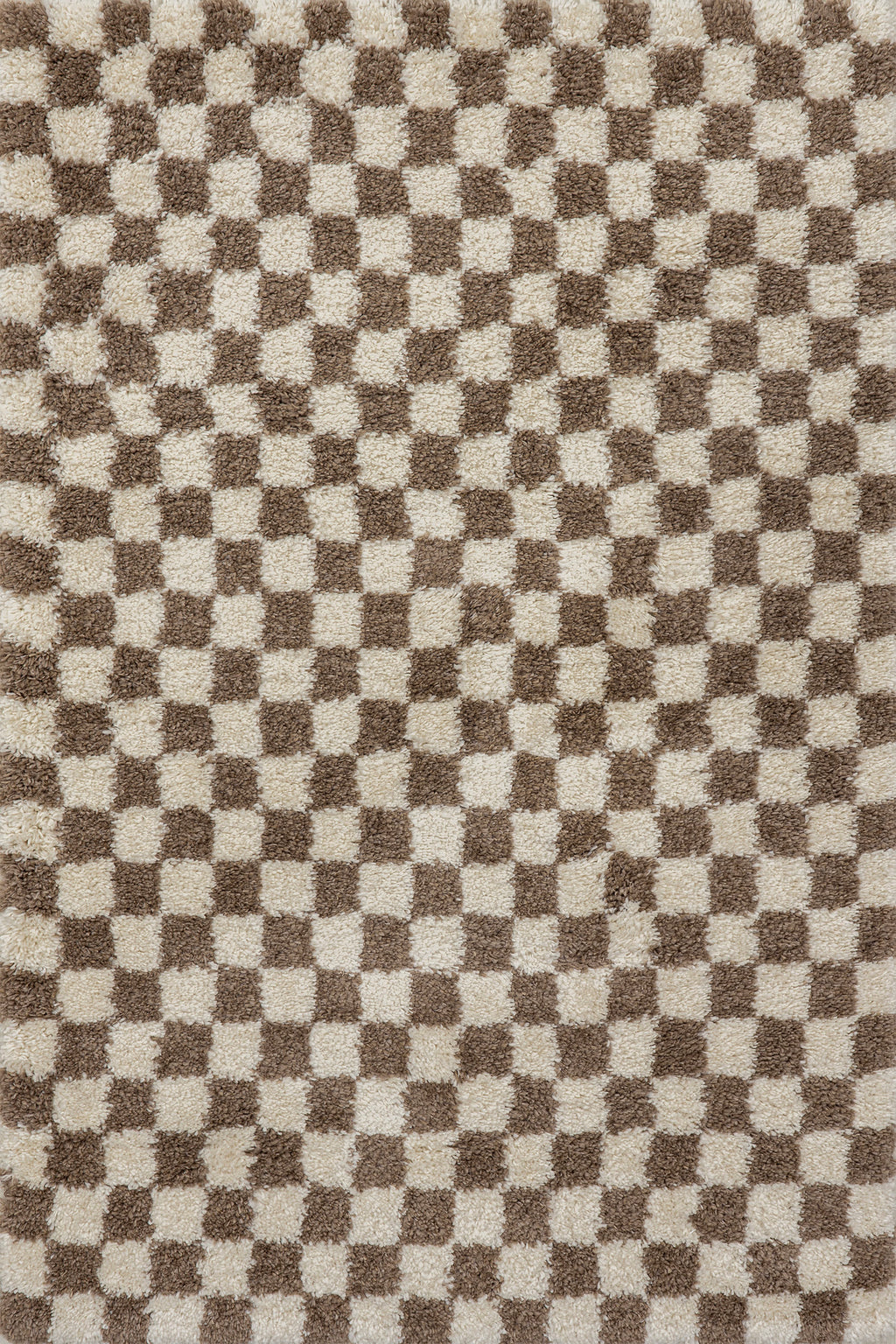 Bettie Retro Checkered Shag Rug | Beige