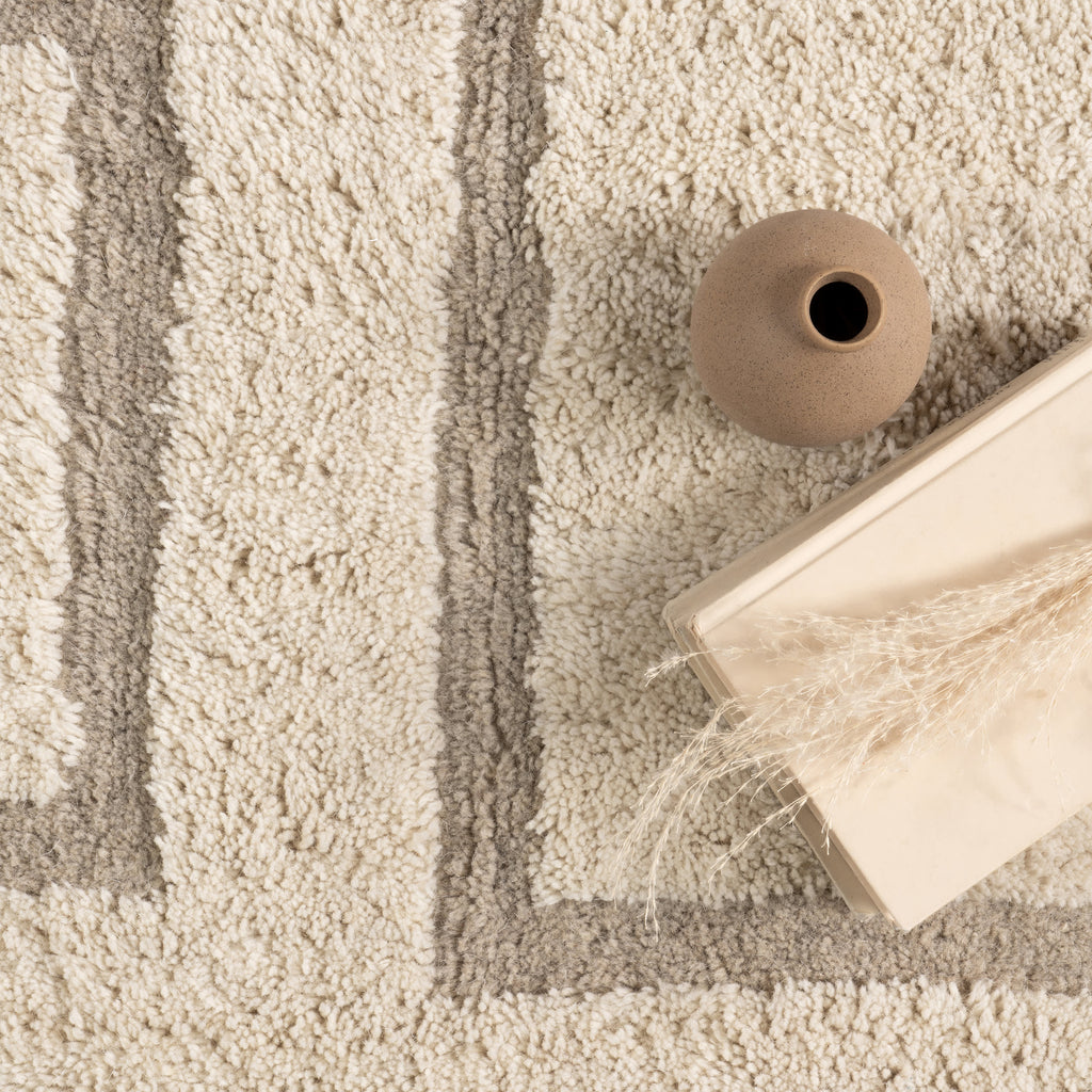 Anita Geometric Wool Washable Rug | Ivory