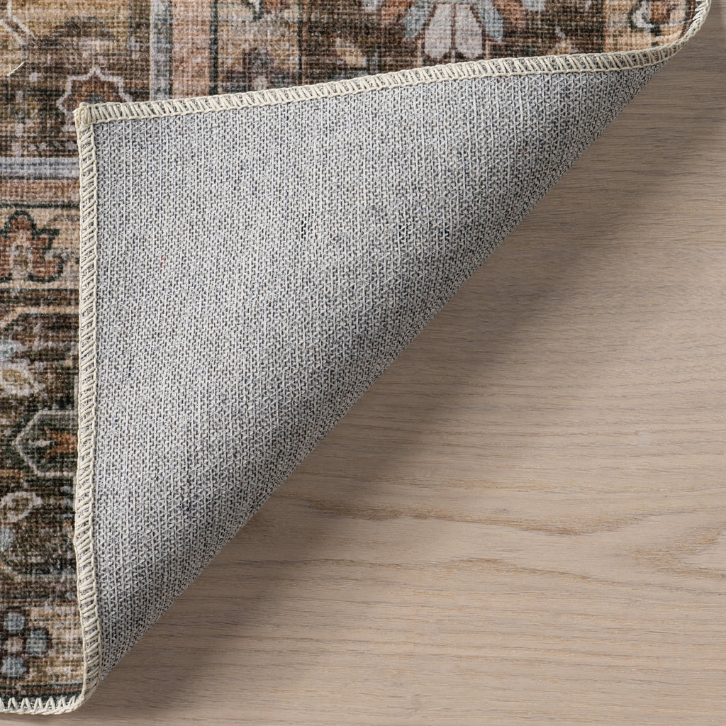 Zella Washable Vintage Rug | Light Brown