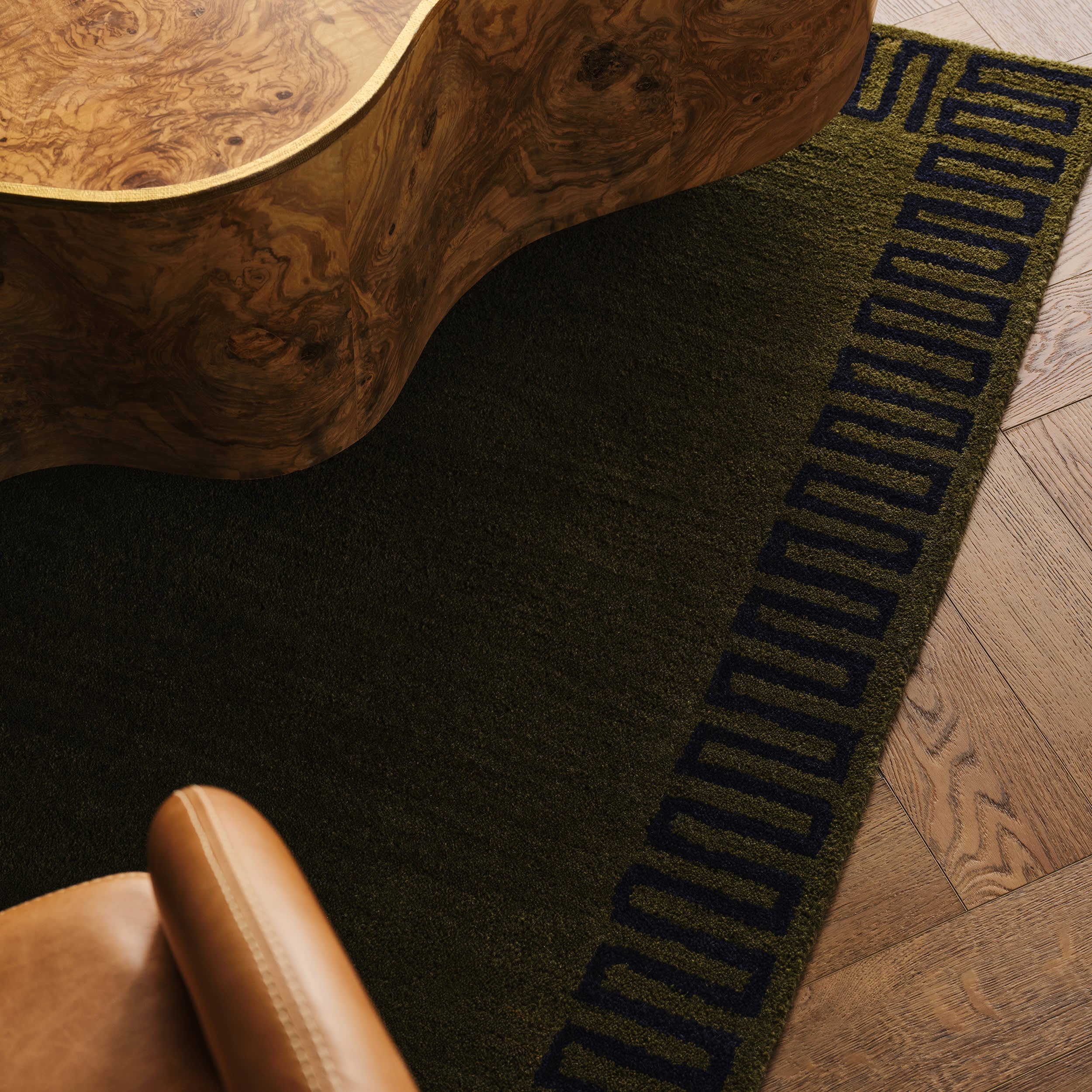 Taya Modern Bordered Rug | Green
