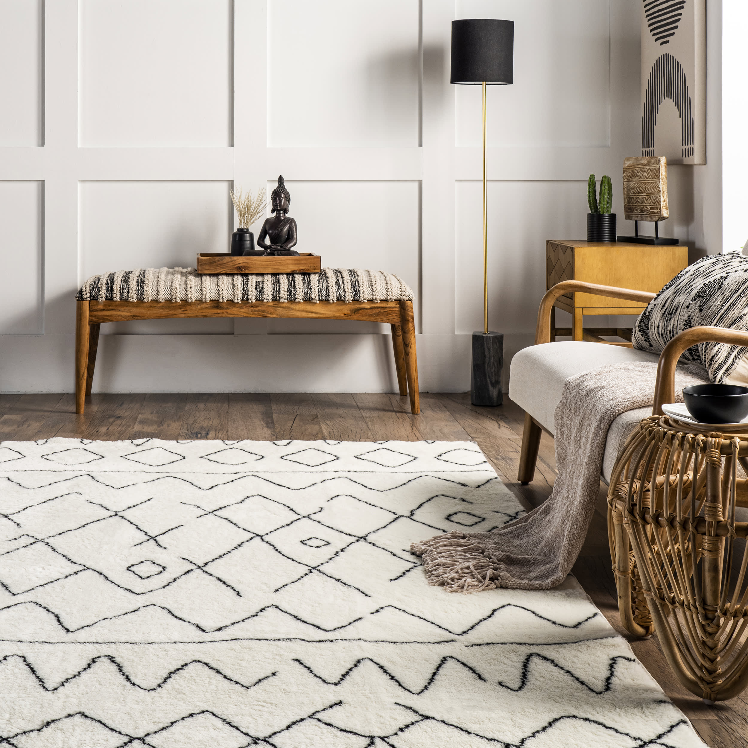 Deanna Washable Shag Rug | Black