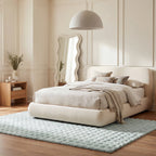 Ivana Checkered Plush Cloud Washable Rug | Mint Green