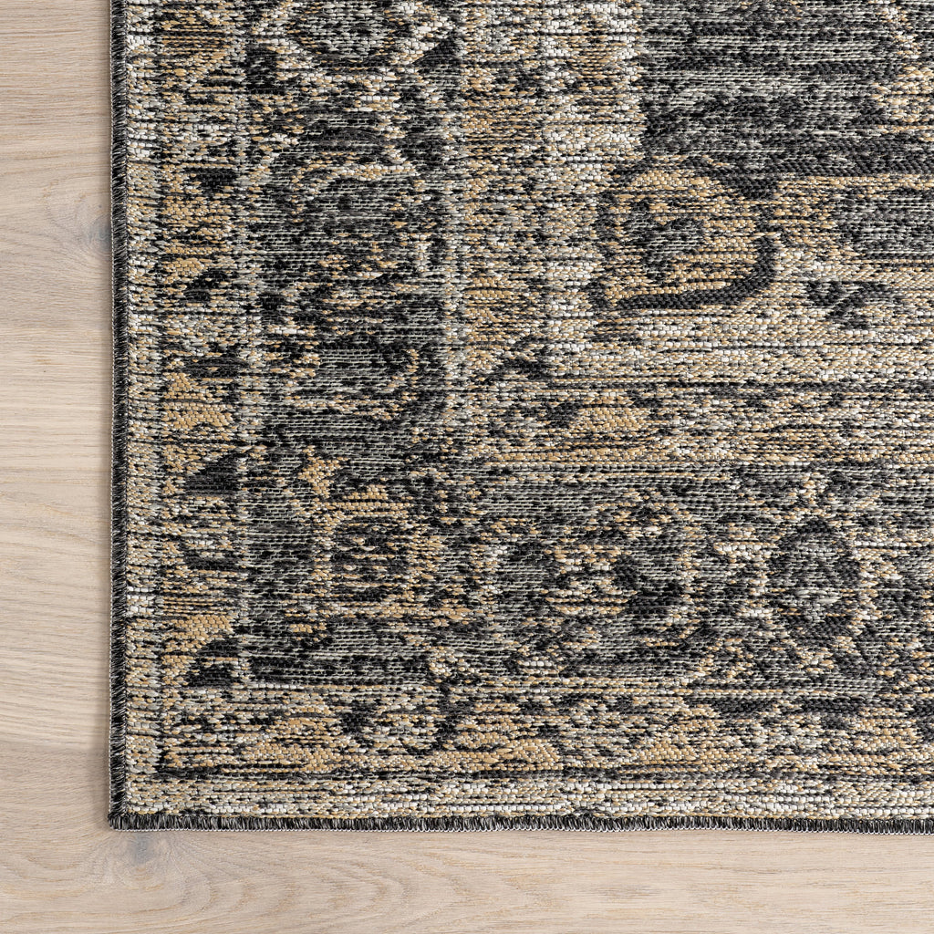 Alivia Medallion Reversible Indoor/Outdoor Rug | Cream & Charcoal