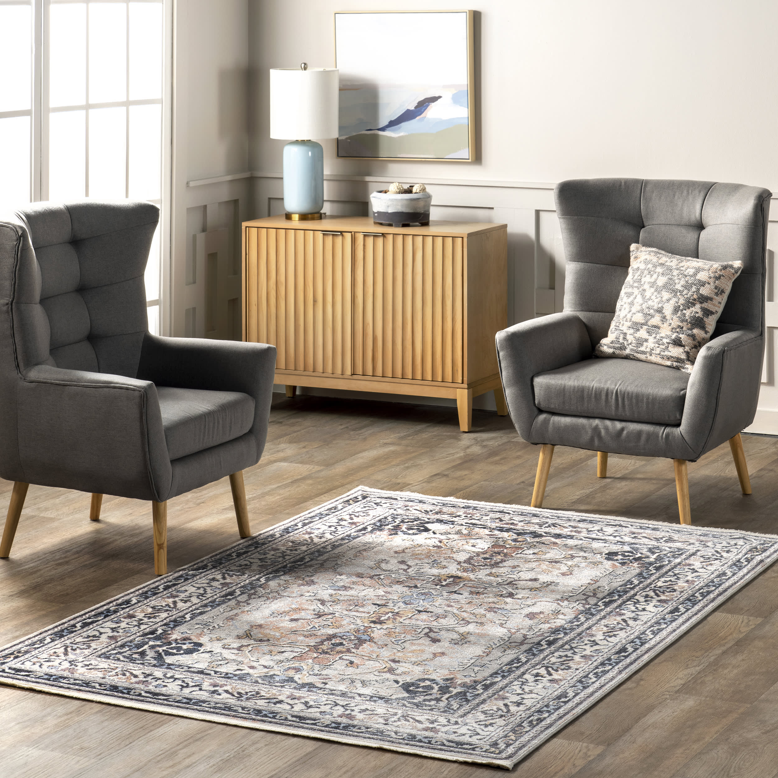 Chaya Persian Medallion Rug | Grey Secondary image