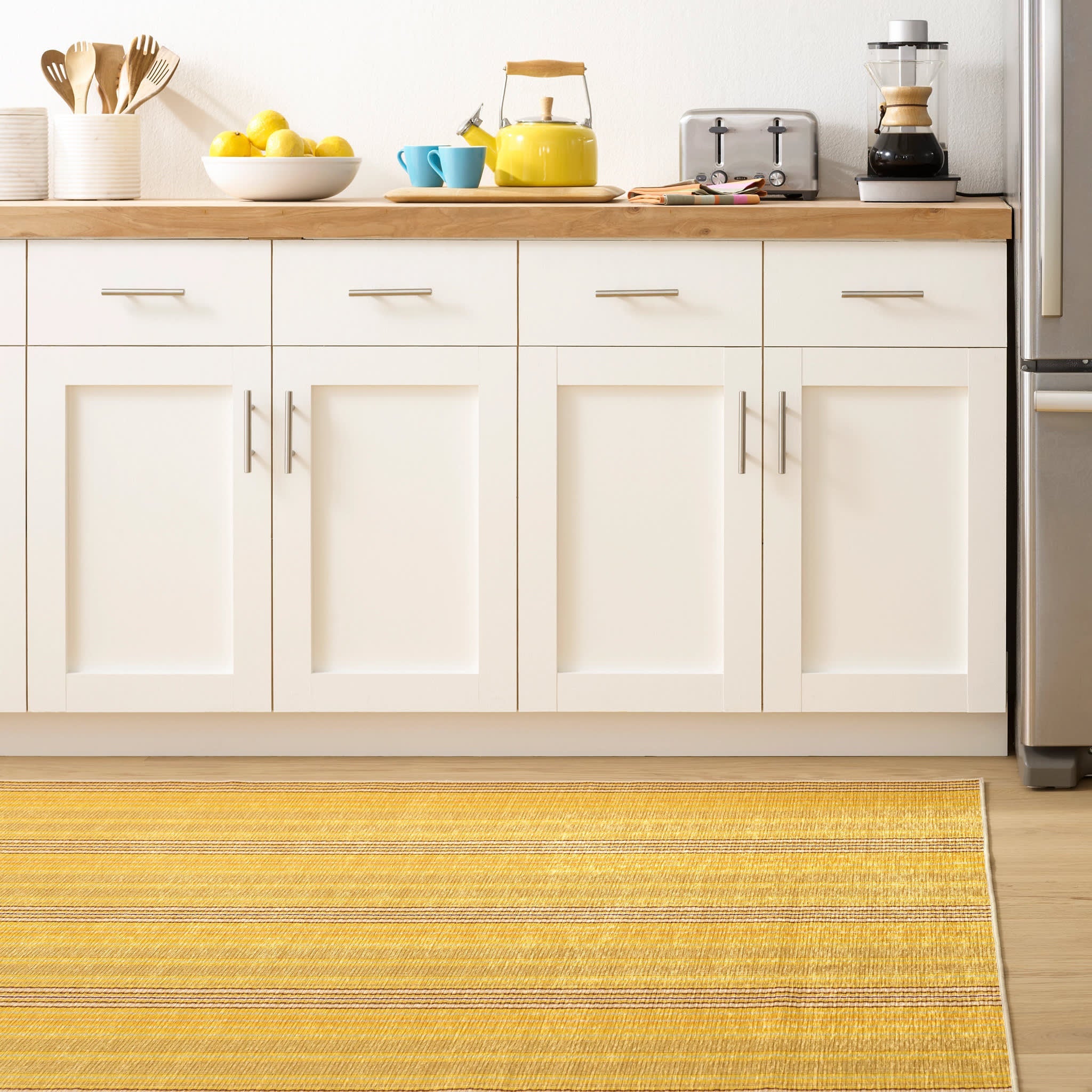Sunflower Ticking Machine Washable Rug | Yellow Image principale du produit