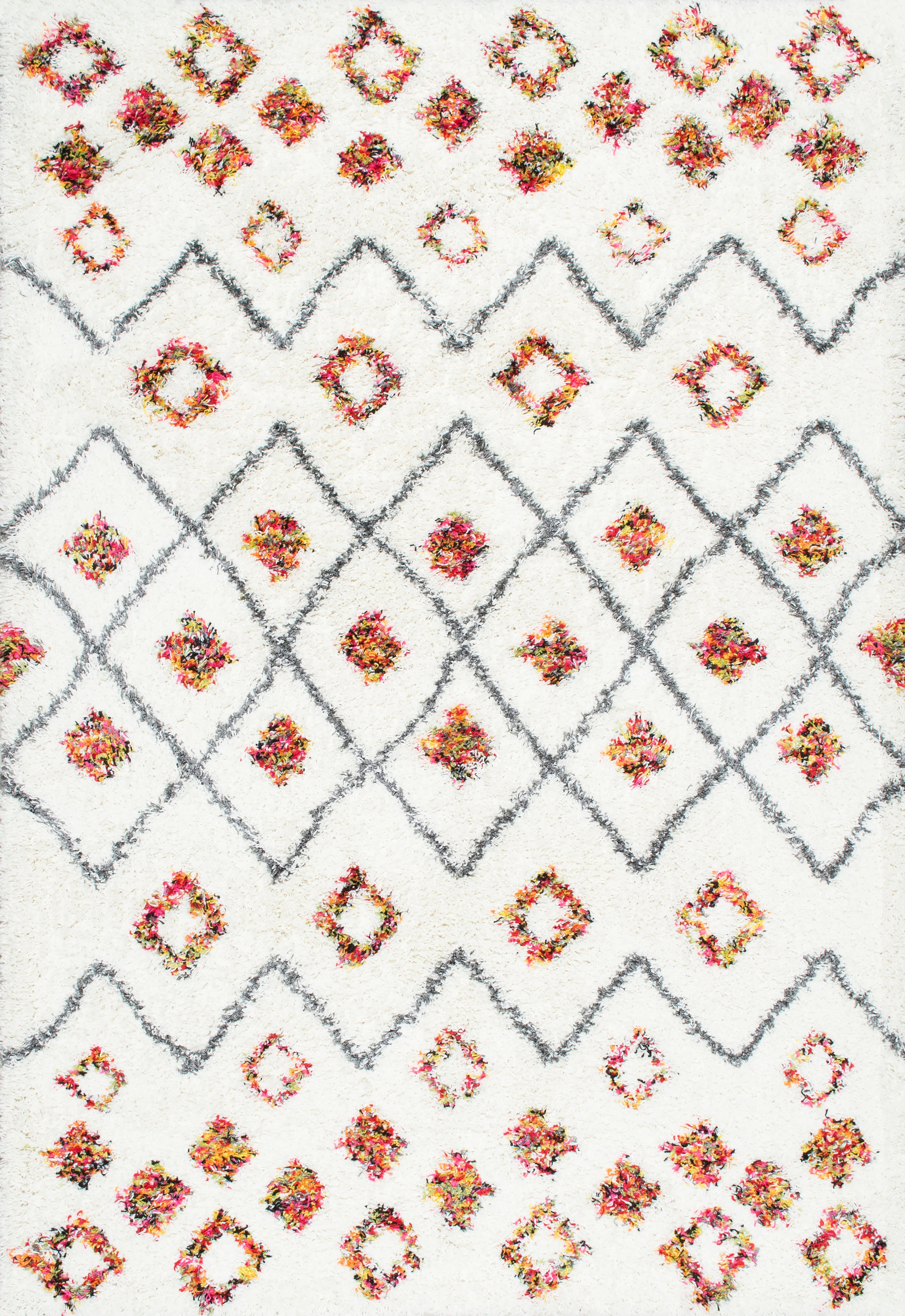 Expo Shag Diamond Rug | White Main image