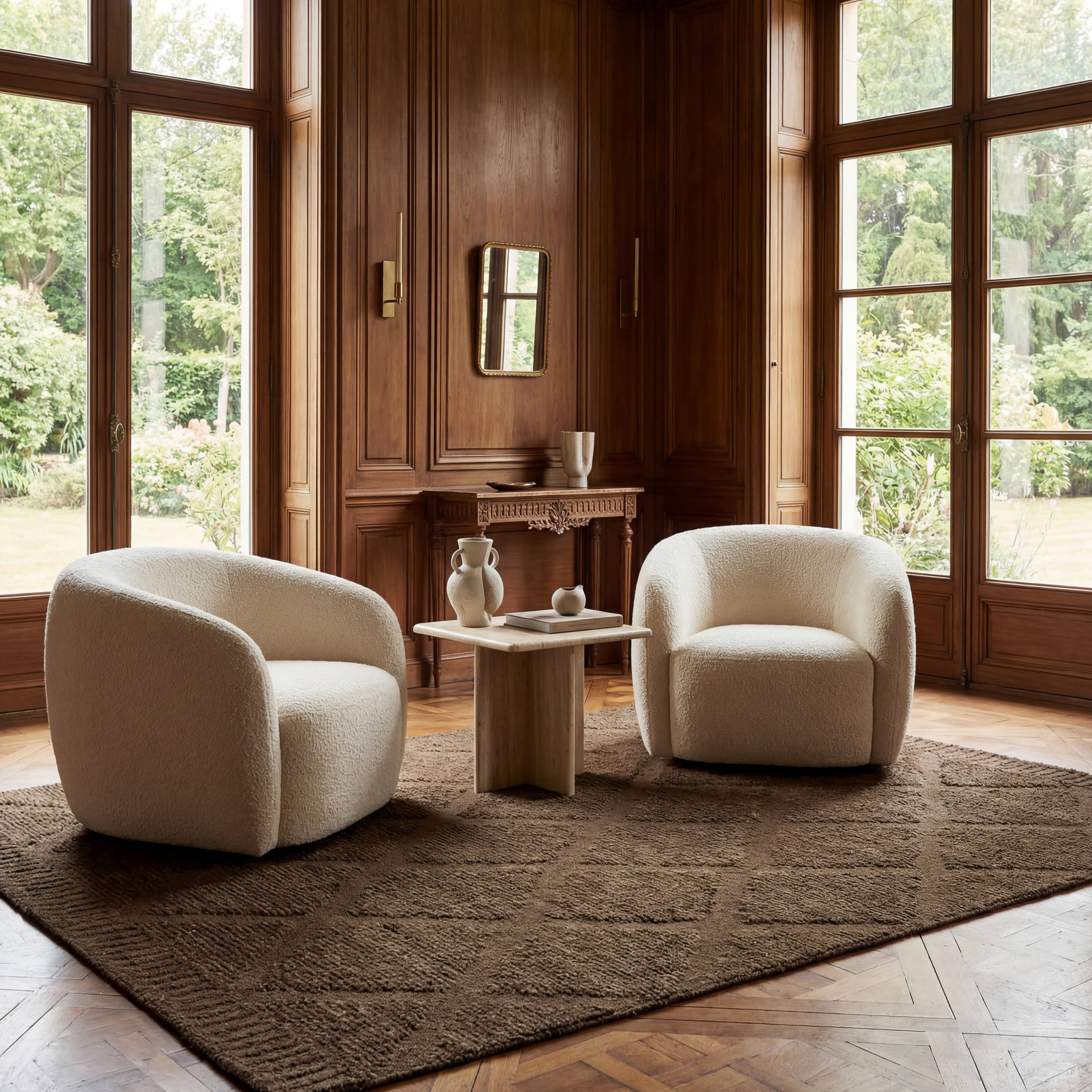 Afra Trellis Bohemian Hand Tufted Wool Rug | Green Image principale du produit