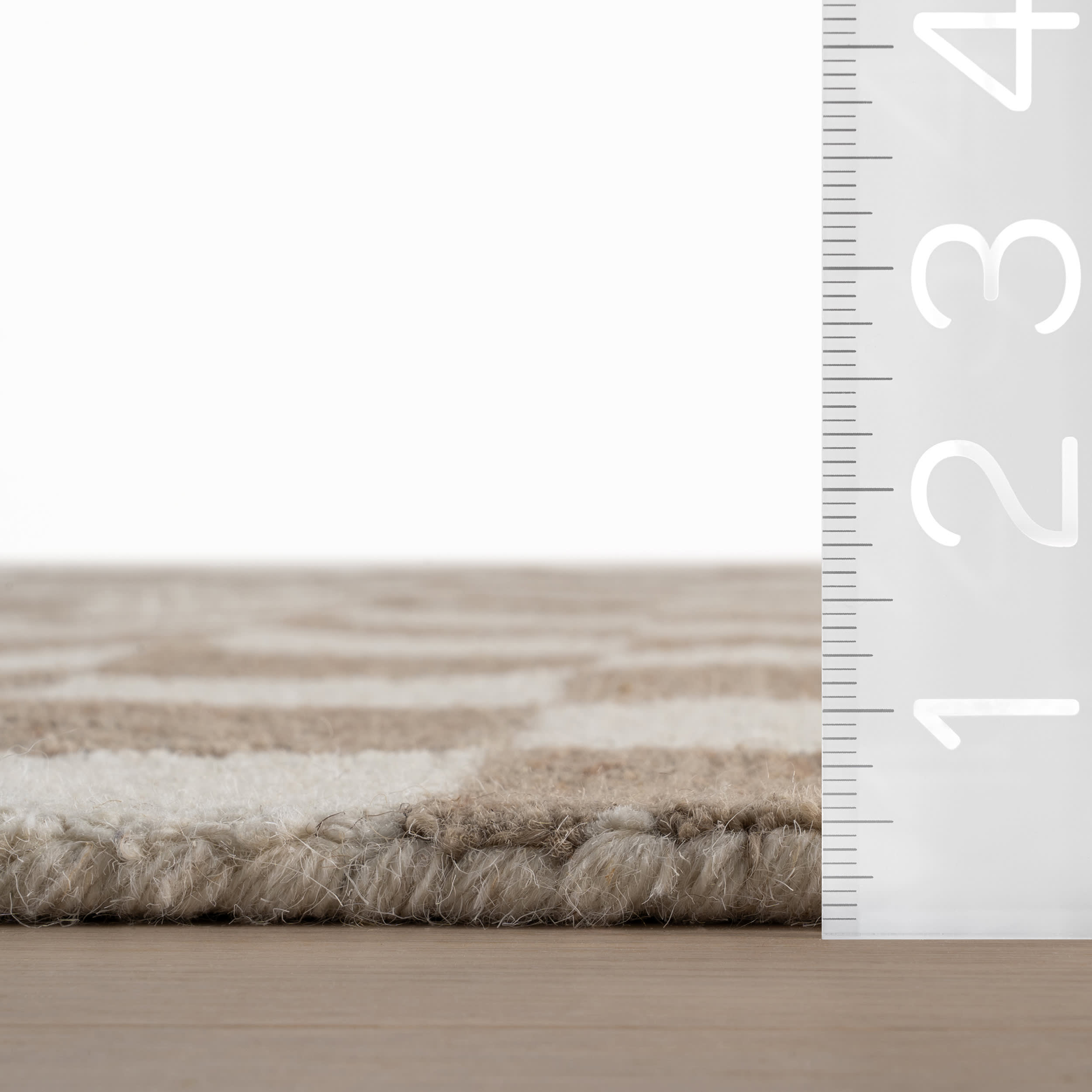 Calina Modern Checkered Indoor Wool Rug | Taupe