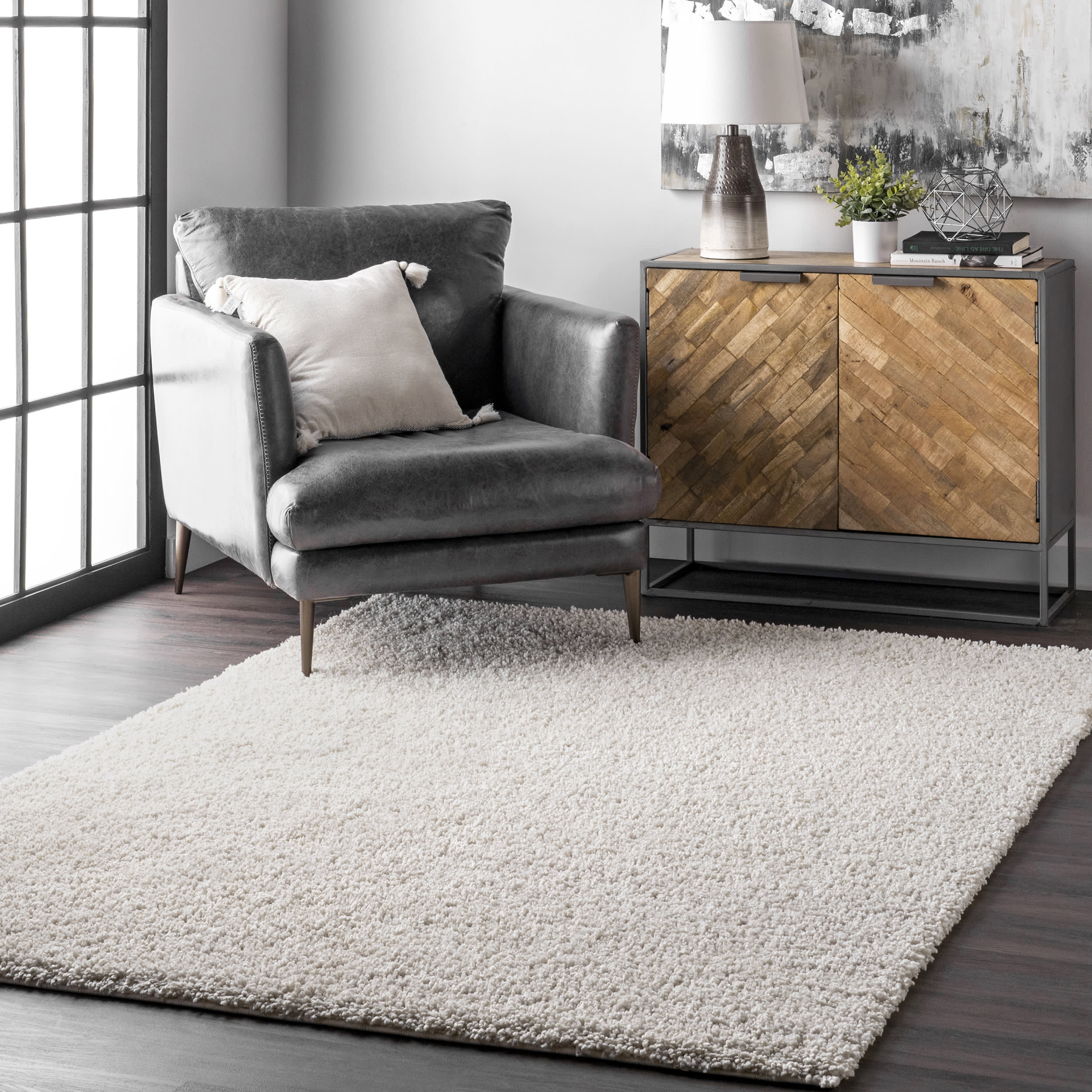 Soft Solid Shag Rug | White Secondary image