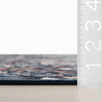 Sati Floral and Paisley Washable Rug | Dark Blue