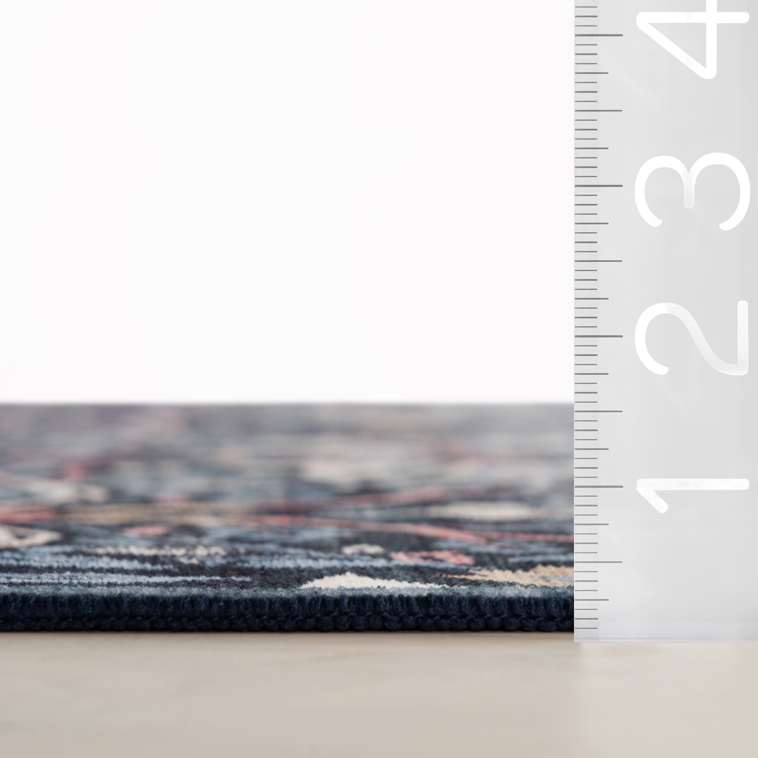 Sati Floral and Paisley Washable Rug | Dark Blue