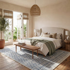 Benica Modern Geometric Washable Rug | Blue