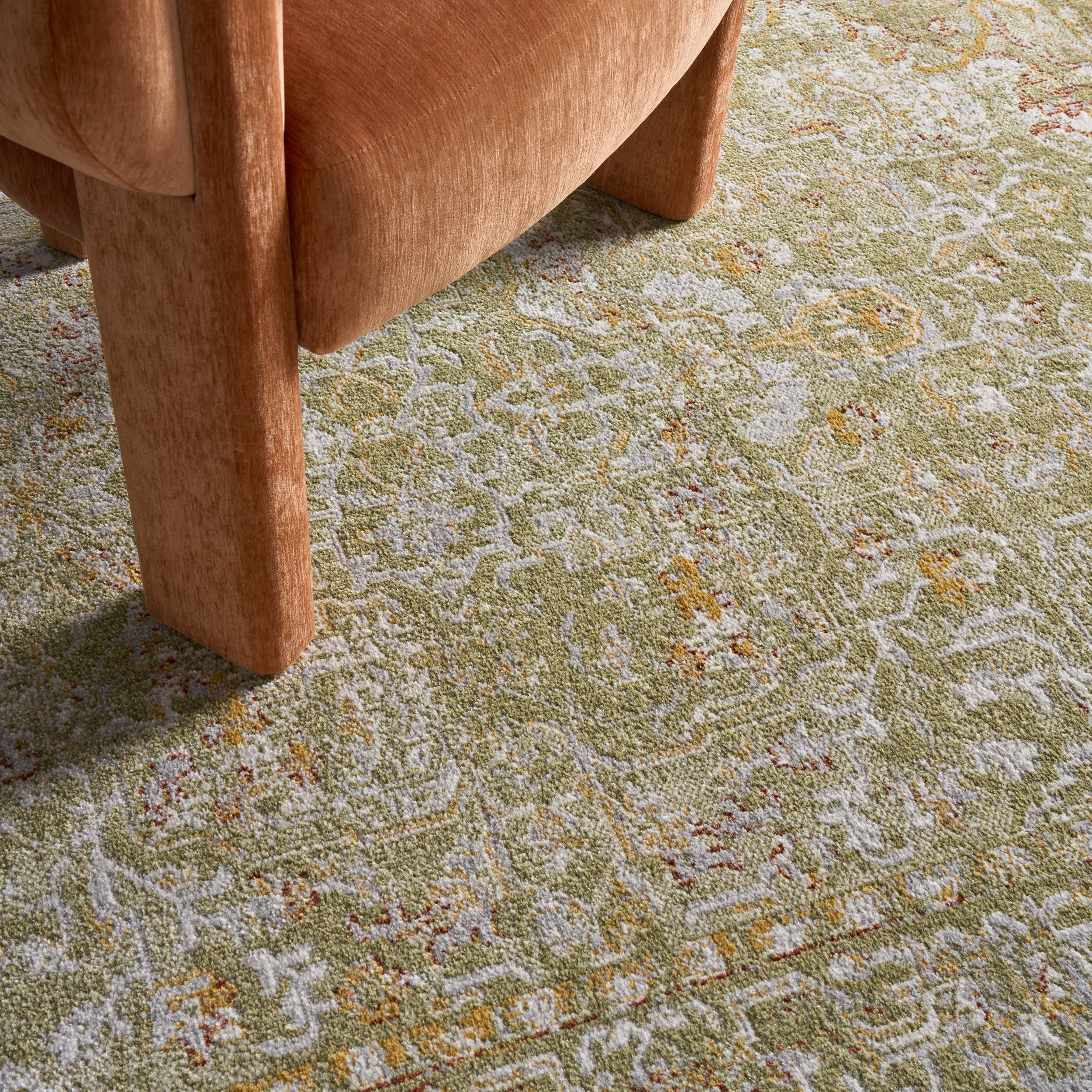 Lianna Washable Vines Rug | Green