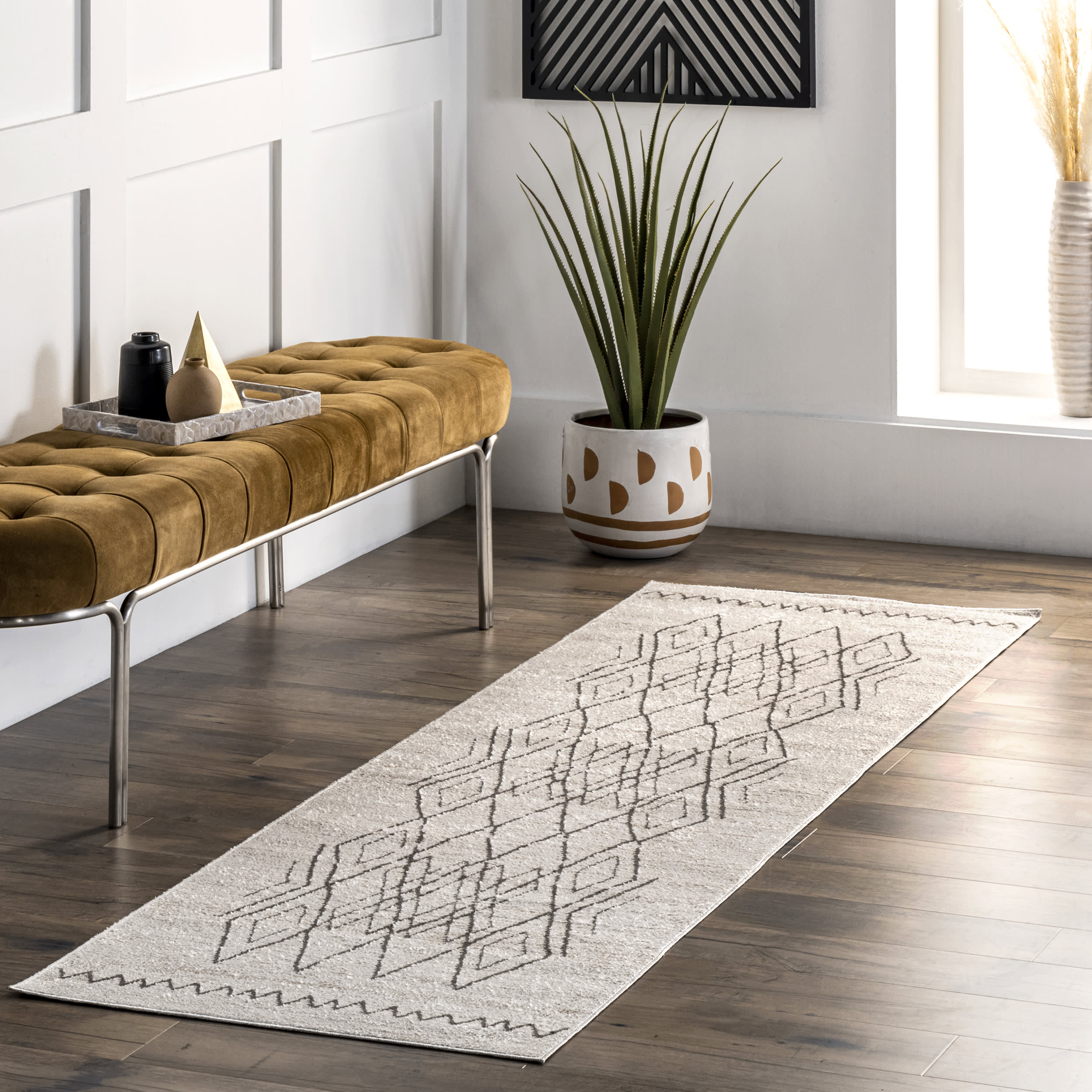 Teagan Washable Zig Zag Rug | Beige Secondary image
