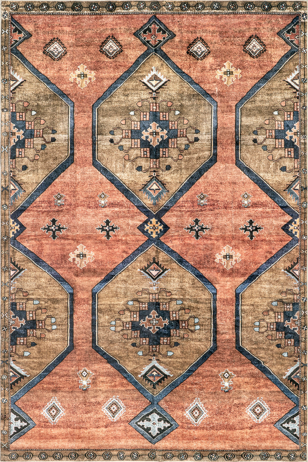 Katana Collage Washable Rug | Rust