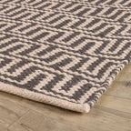 Zipper Handwoven Cotton Rug | Grey/Ivory