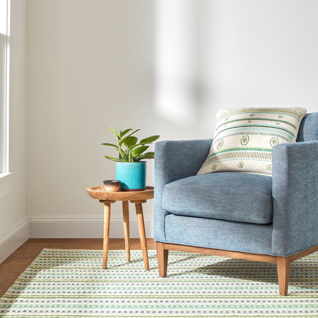 Long Slade Handwoven Cotton Rug | Teal