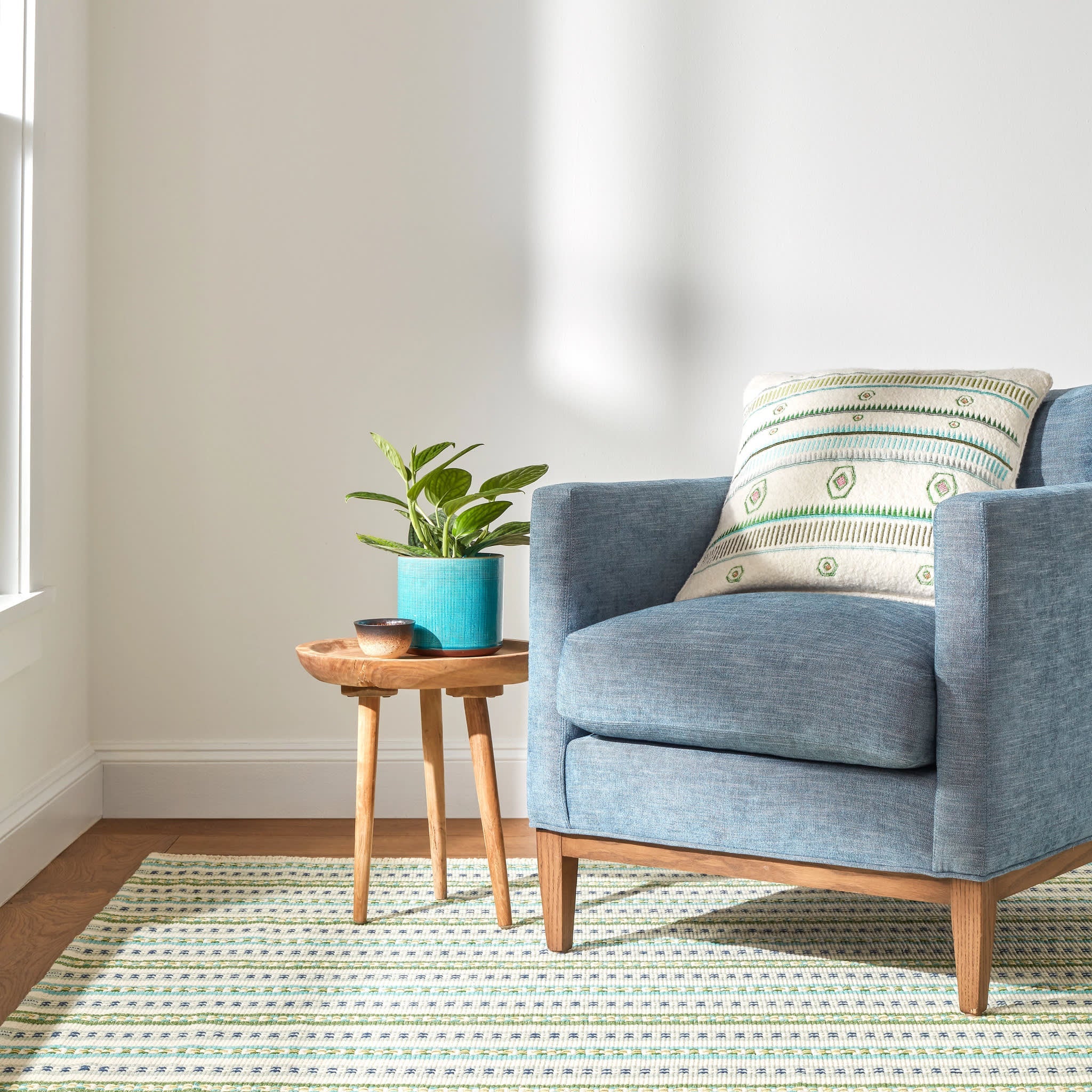 Long Slade Handwoven Cotton Rug | Teal