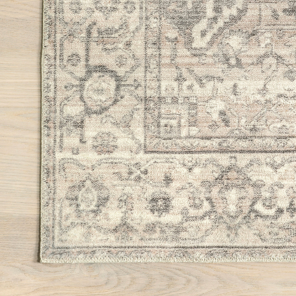 Atrium Medallion Washable Rug | Grey