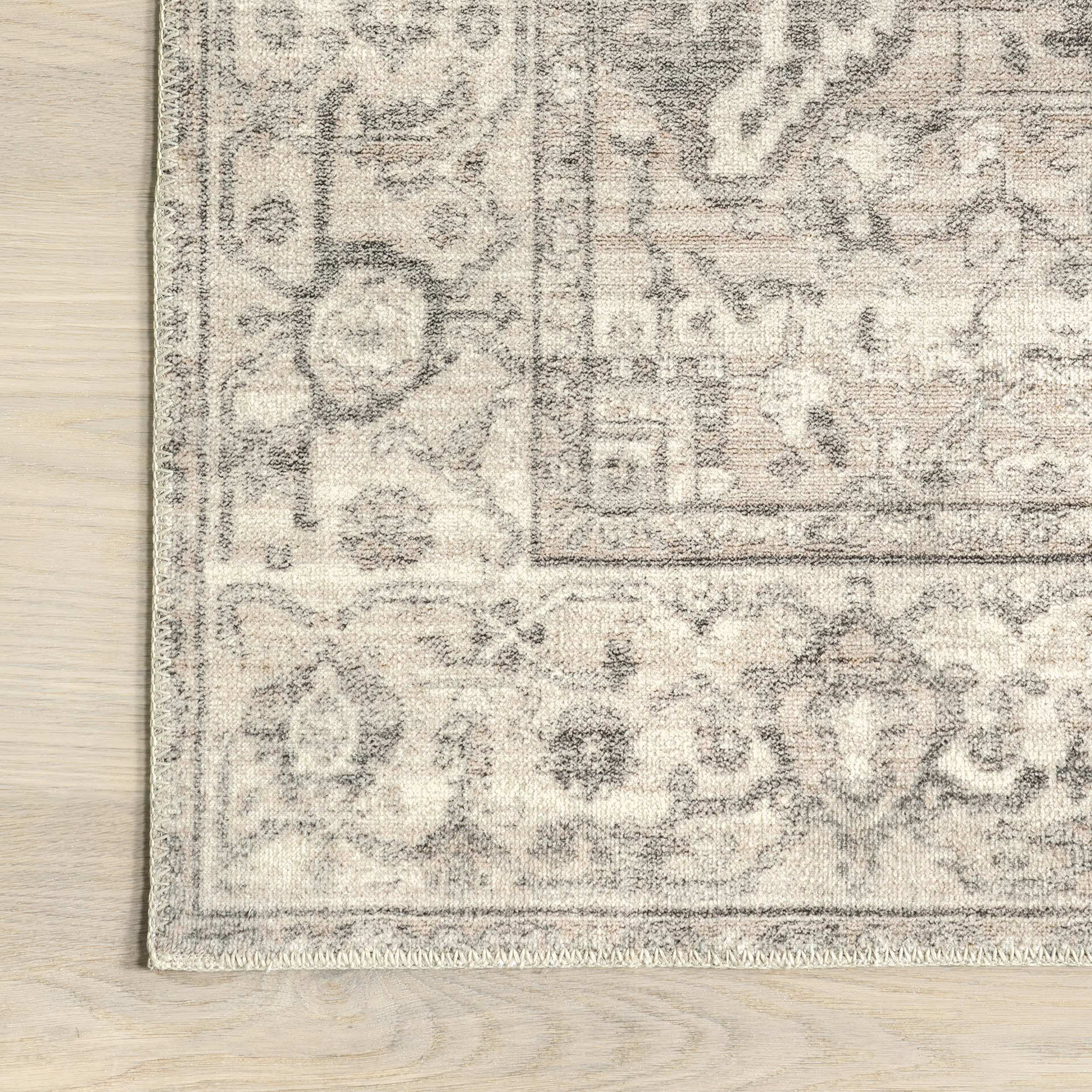 Atrium Medallion Washable Rug | Grey