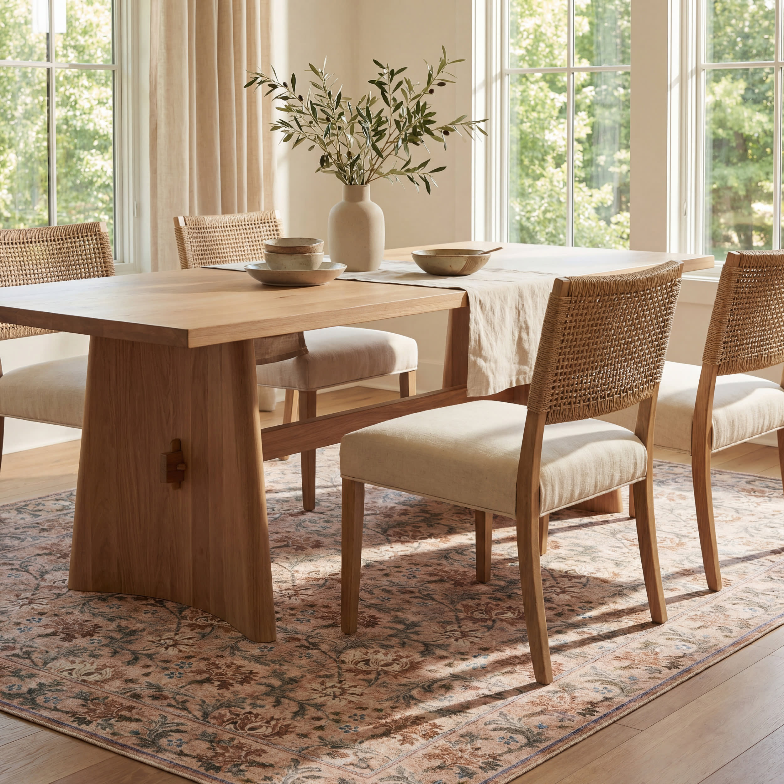 Sinikse Floral and Paisley Washable Rug | Peach Image principale du produit