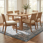 Kinice Traditional Floral Washable Rug | Dark Blue