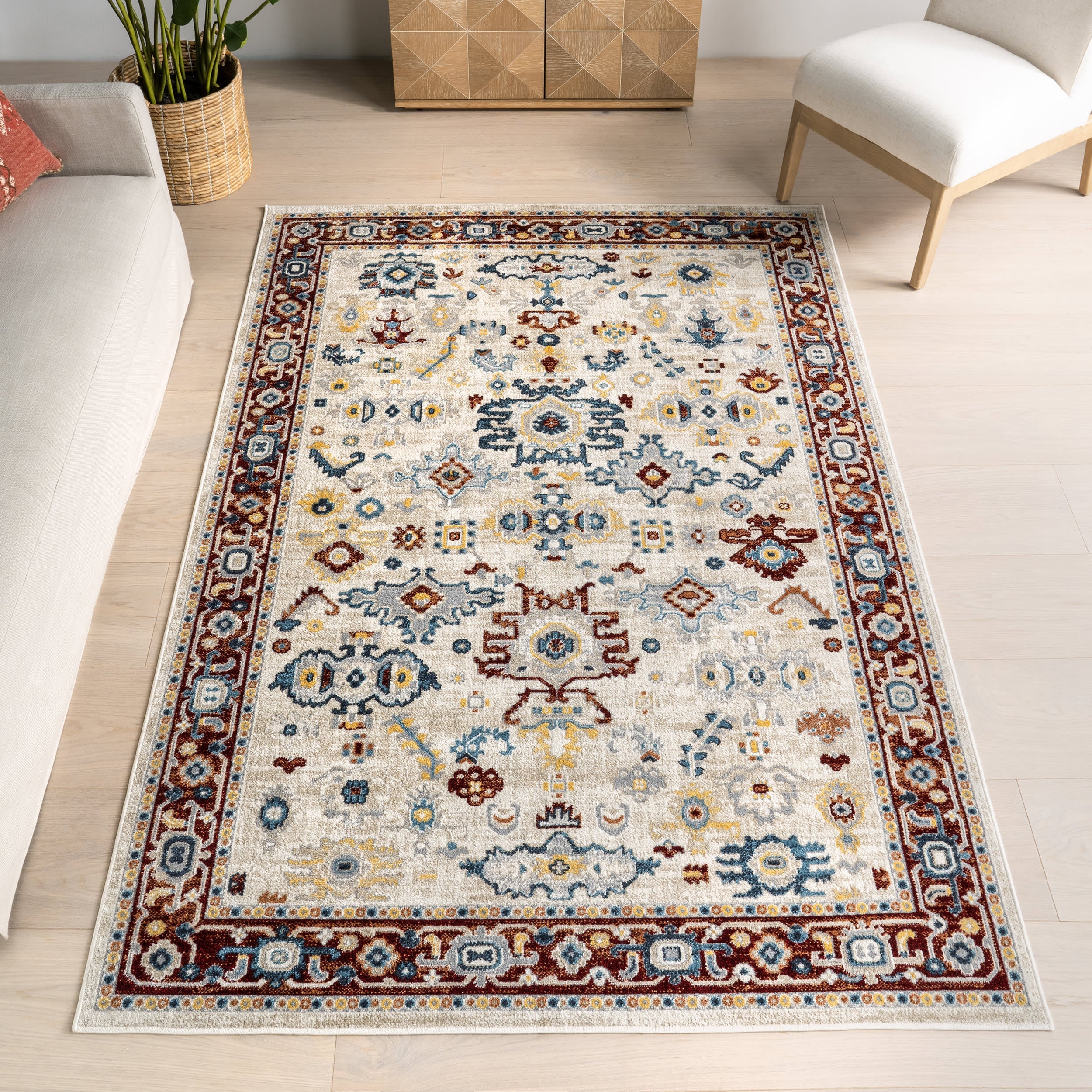 Anabelle Floral Medallion Washable Rug | Multicolor