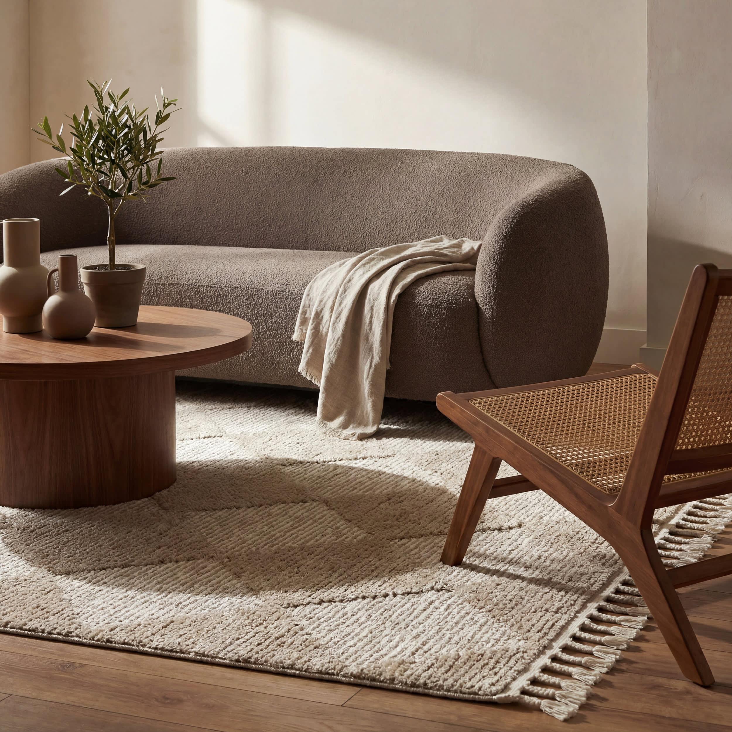 Aylin Diamond Tasseled Rug | Beige