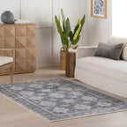Francesca Timeworn Charm Spill Proof Washable Rug | Blue