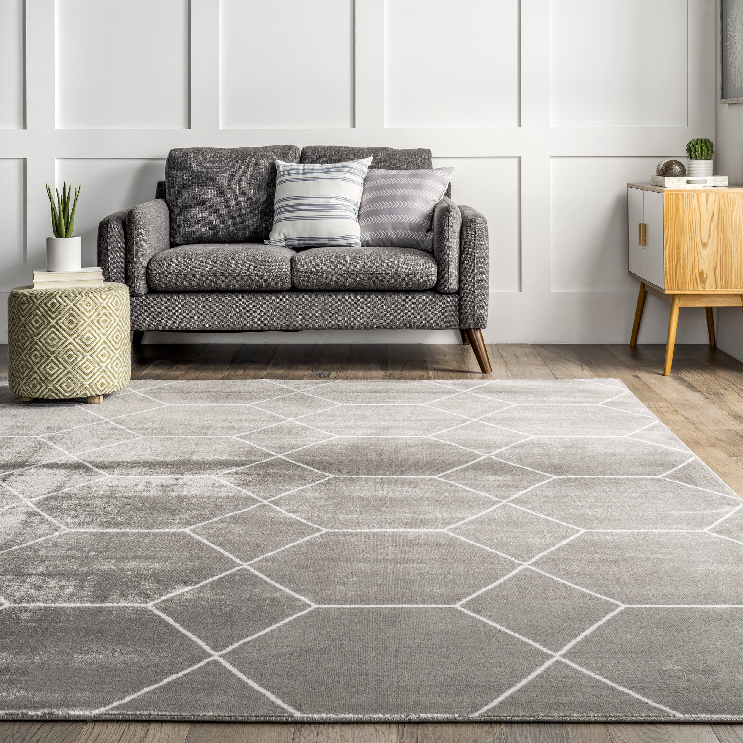 Jacqueline Honeycomb Trellis Rug | Grey