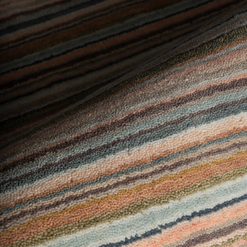 Brindle Stripe Hand Loom Knotted Wool Rug | Clay