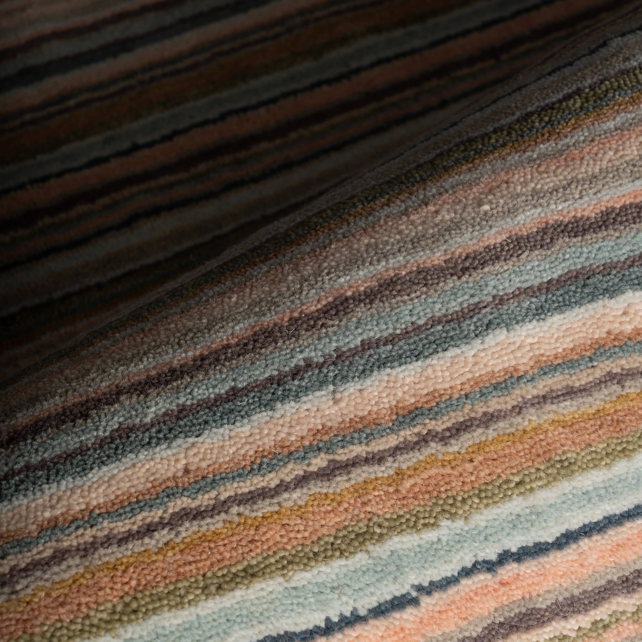 Brindle Stripe Hand Loom Knotted Wool Rug | Clay