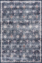 Calari Floral and Paisley Washable Rug | Navy