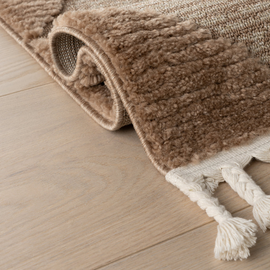 Aylin Diamond Tasseled Rug | Tan