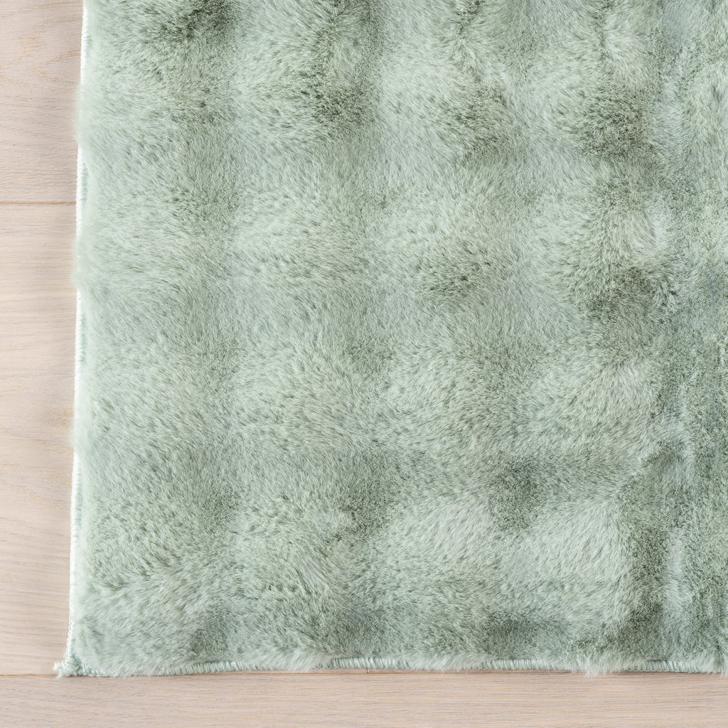 Ivana Checkered Plush Cloud Washable Rug | Mint Green