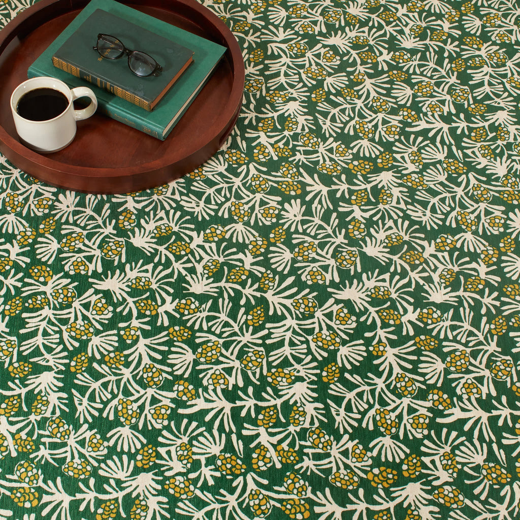 Winter Pinecones Machine Washable Rug | Green