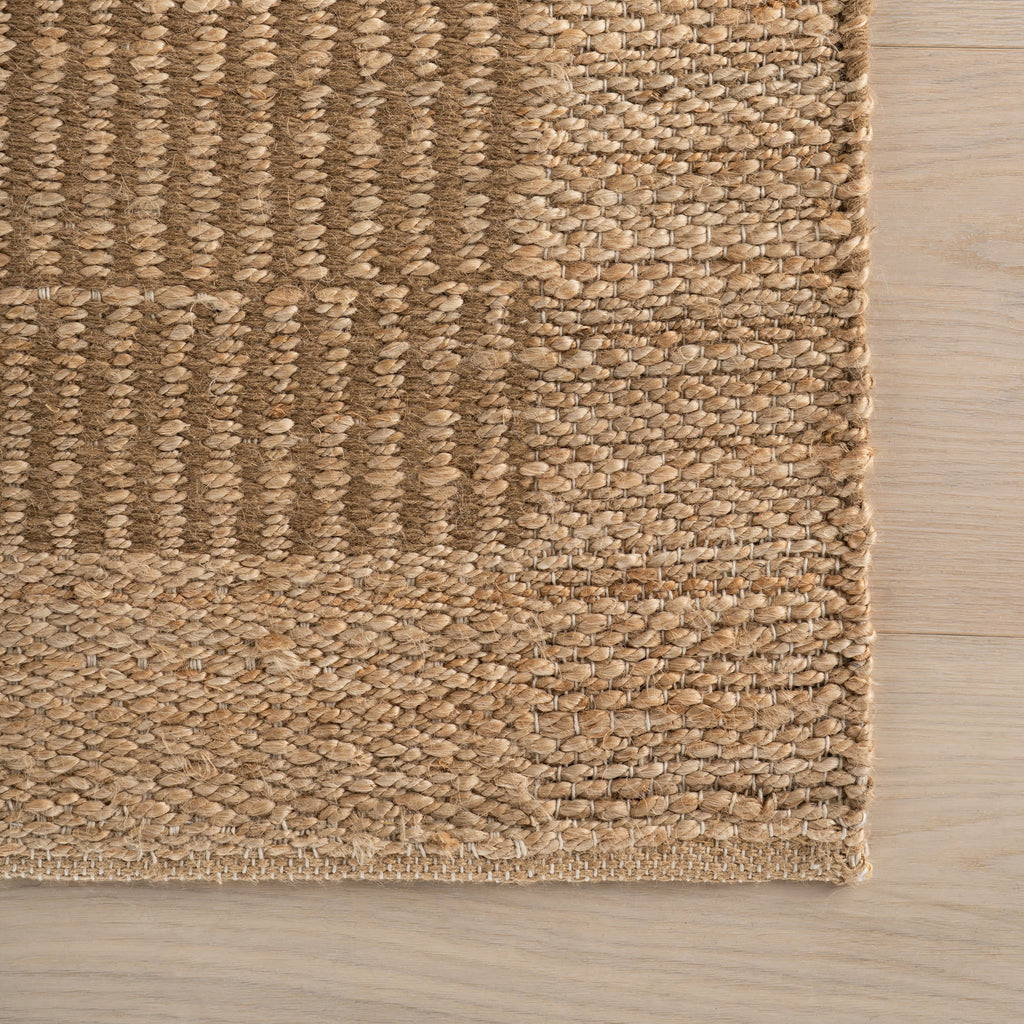 Tiziri Striped Moroccan Hand Woven Jute Rug | Brown