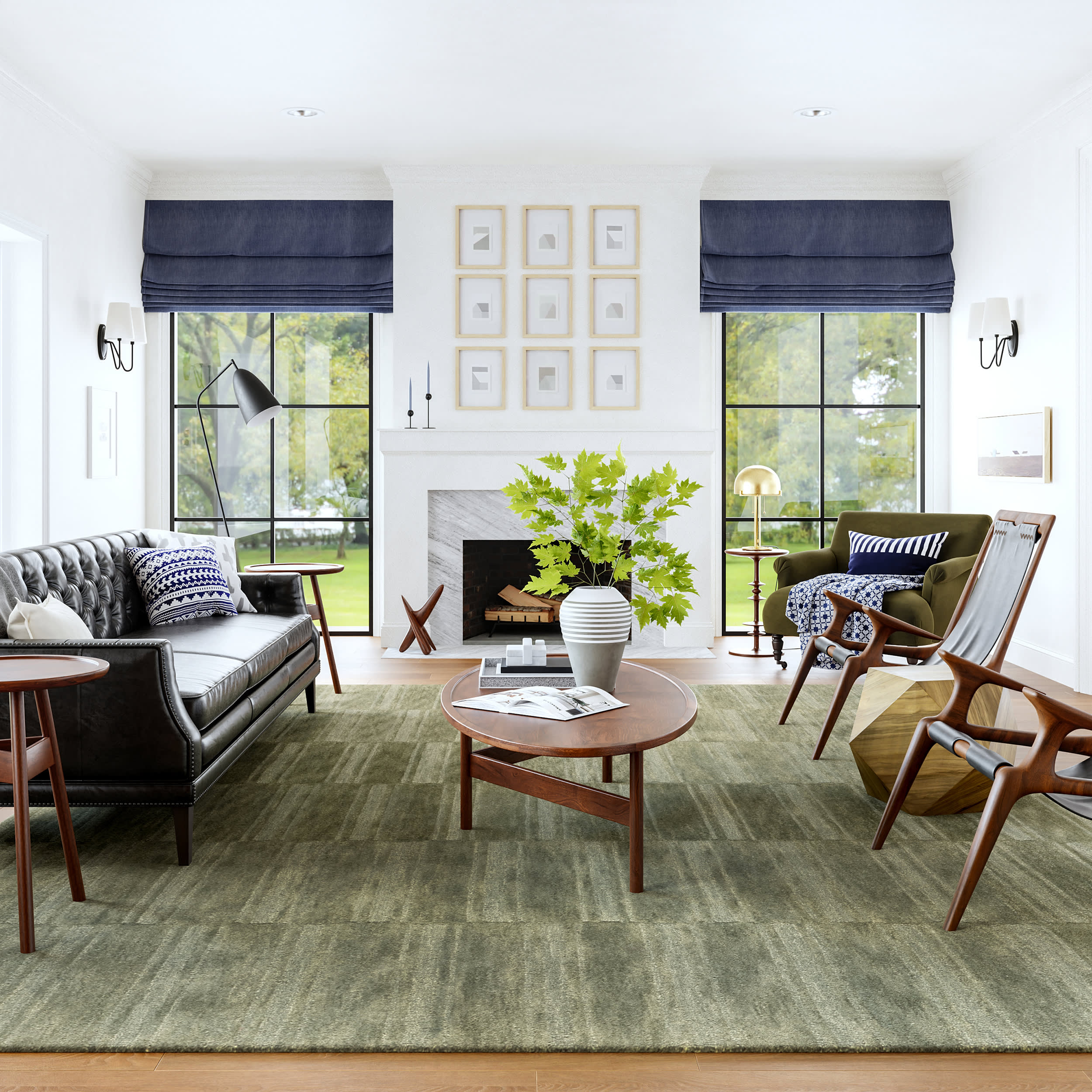 Starke Broken Stripe Wool Rug | Olive Secondary image