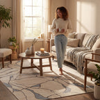 Lenis Abstract Washable Rug | Ivory