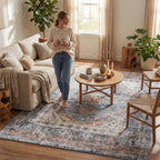 Clarese Oriental and Persian Washable Rug | Blue