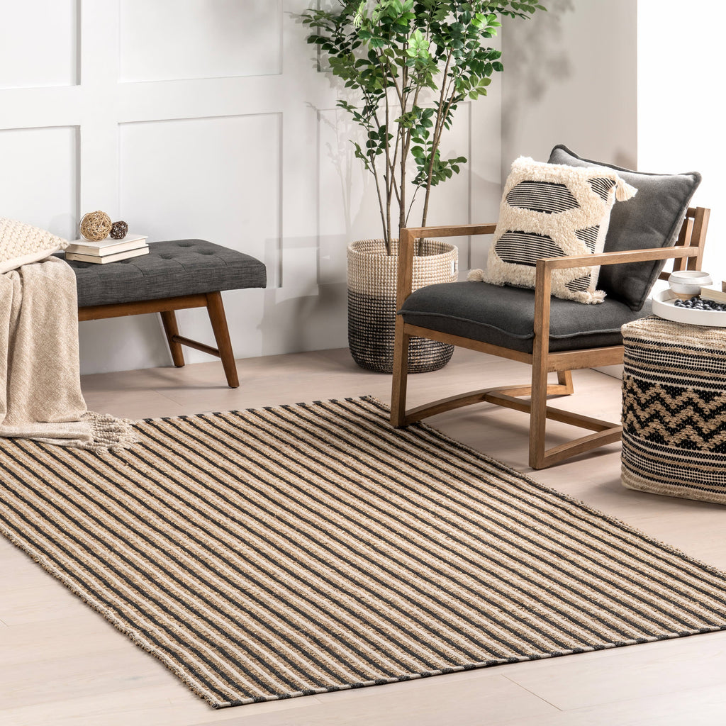 Lelia Striped Jute-Blend Rug | Ivory