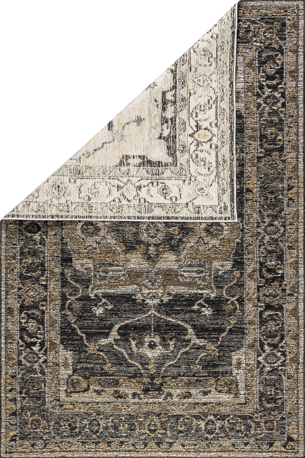 Alivia Medallion Reversible Indoor/Outdoor Rug | Cream & Charcoal