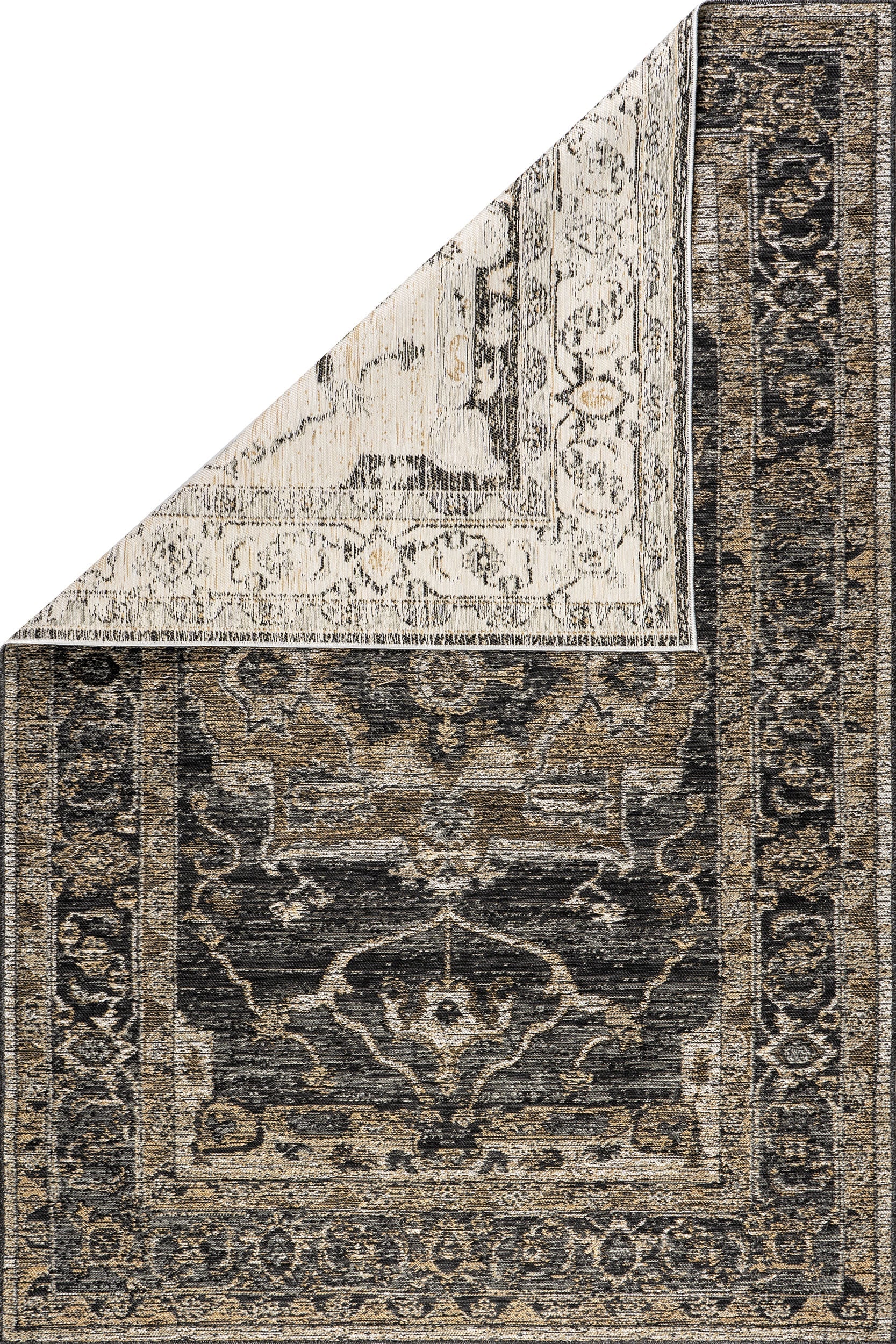 Alivia Medallion Reversible Indoor/Outdoor Rug | Cream & Charcoal