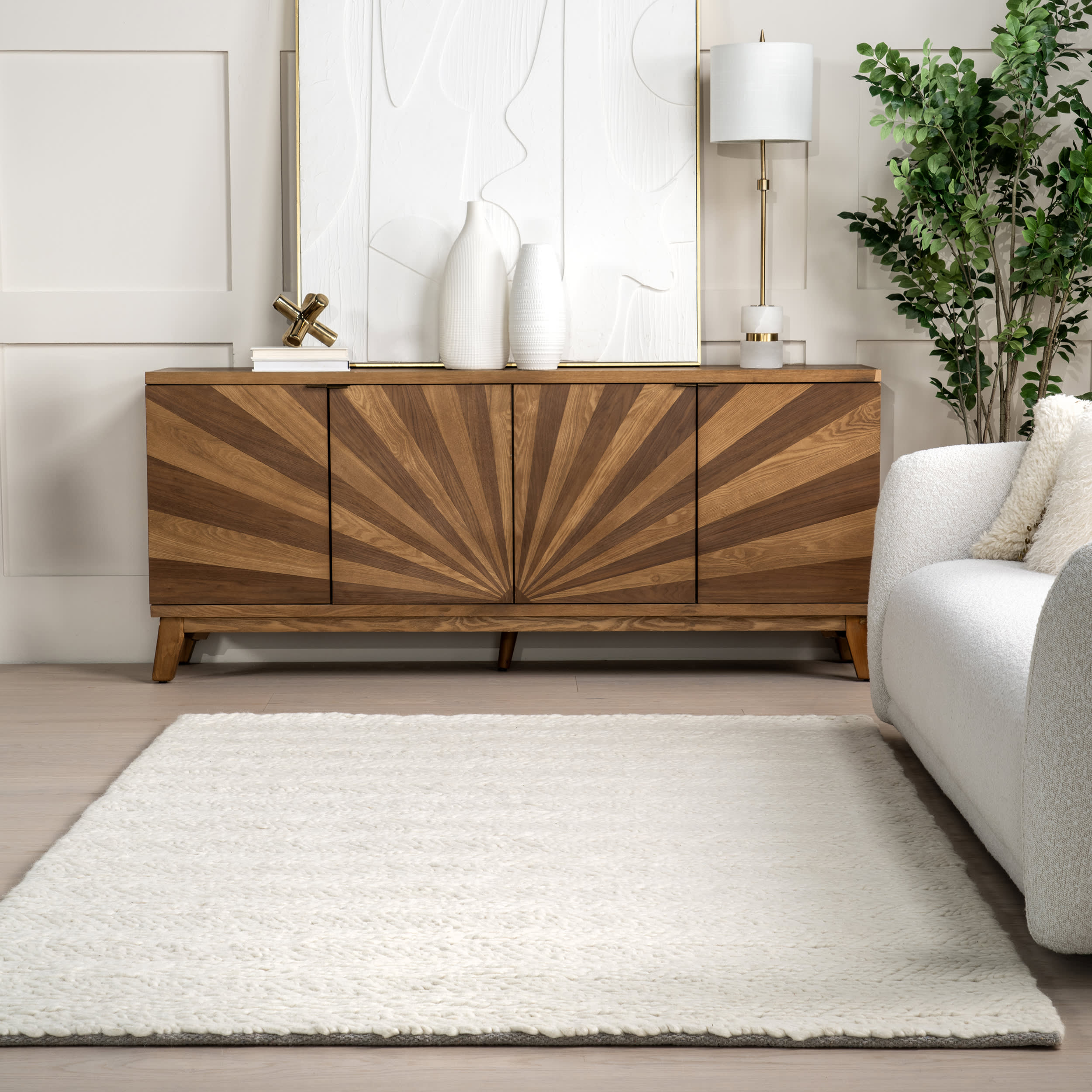 Therese Chevron Wool Rug | Ivory