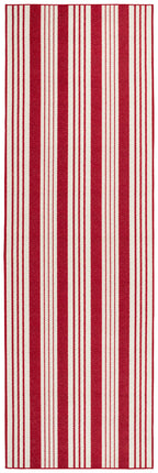 Abby Ticking Machine Washable Rug | Red