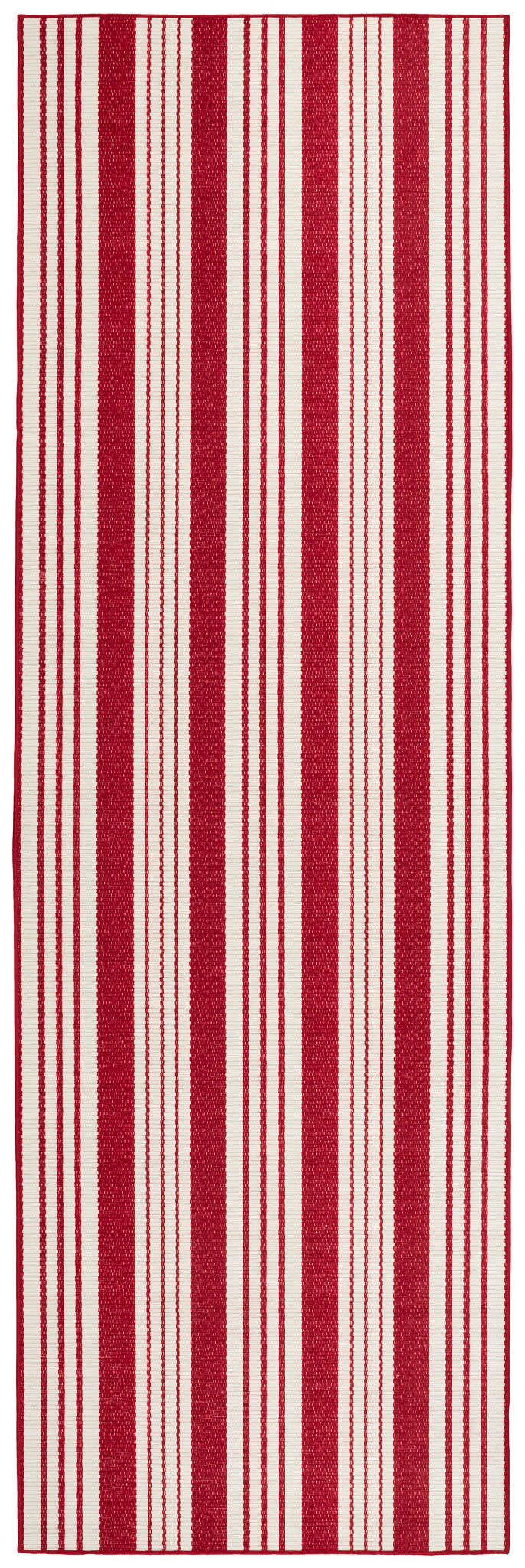Abby Ticking Machine Washable Rug | Red