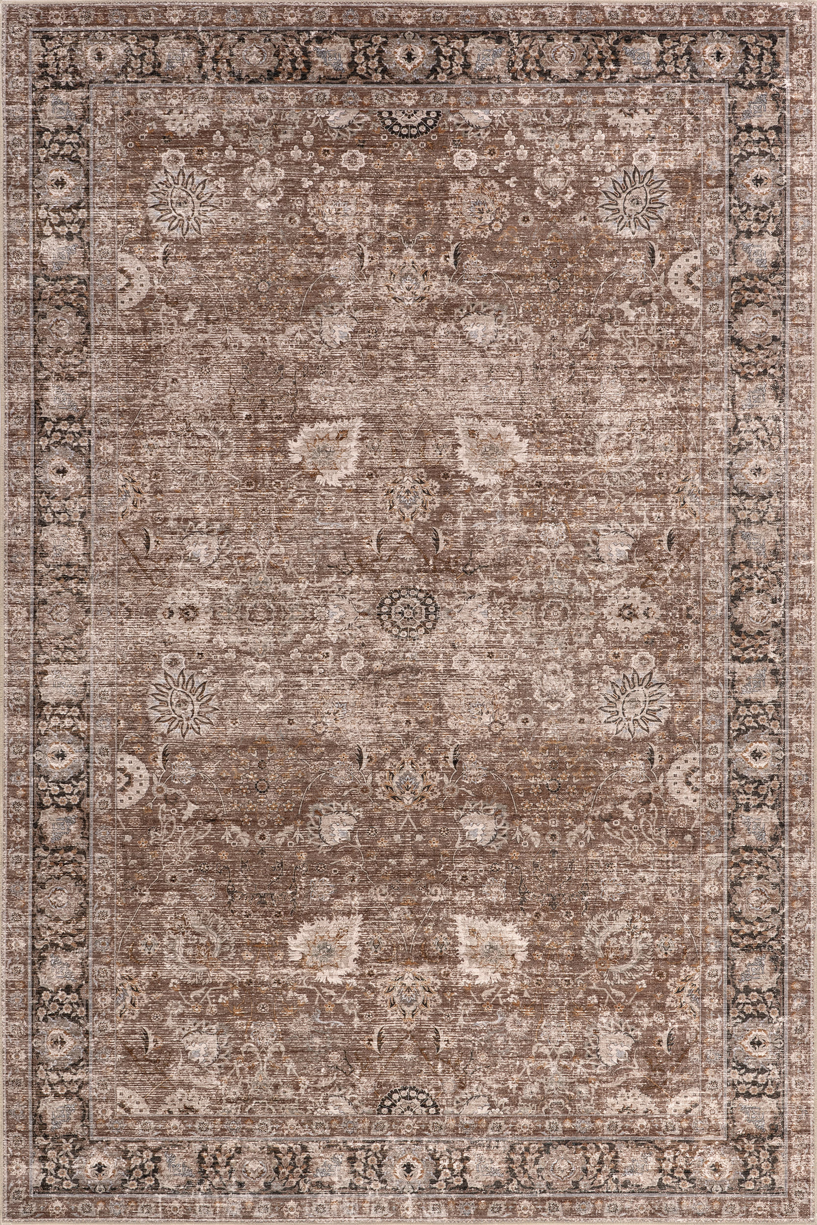 Bayberry Spill Proof Vintage Washable Rug | Brown Main image