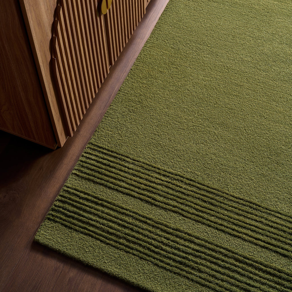 Cotina Modern Bordered Handmade Wool Rug | Green
