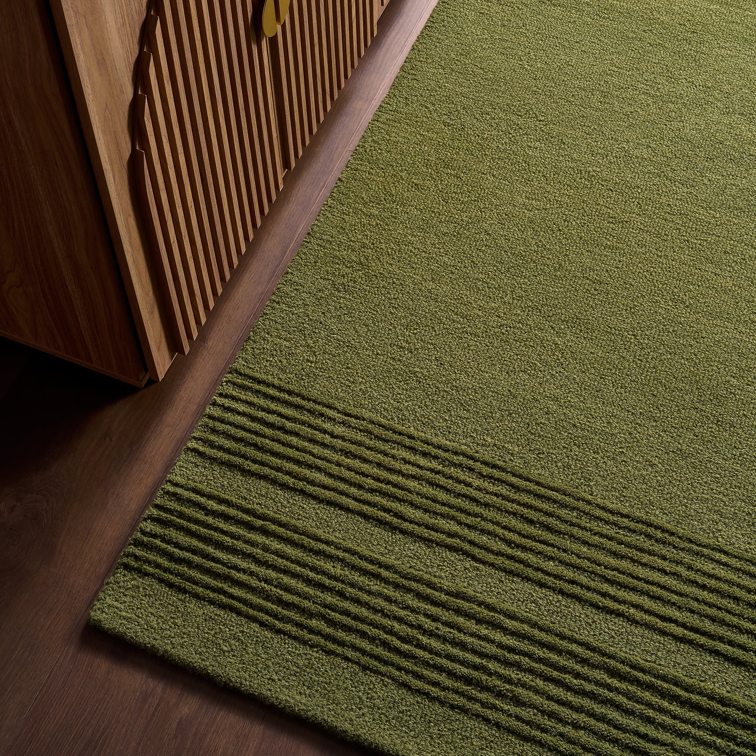 Cotina Modern Bordered Handmade Wool Rug | Green