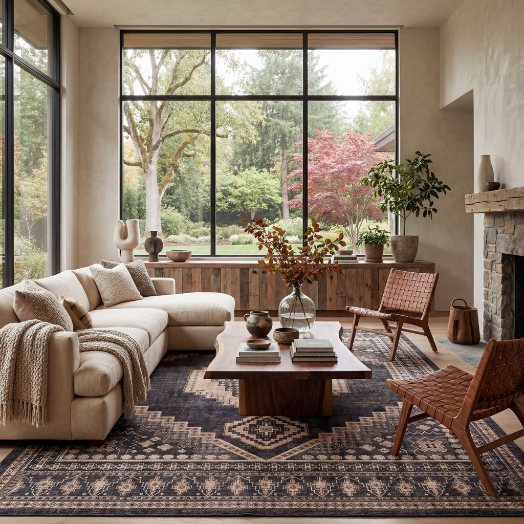 Mev Oriental and Persian Washable Rug | Brown